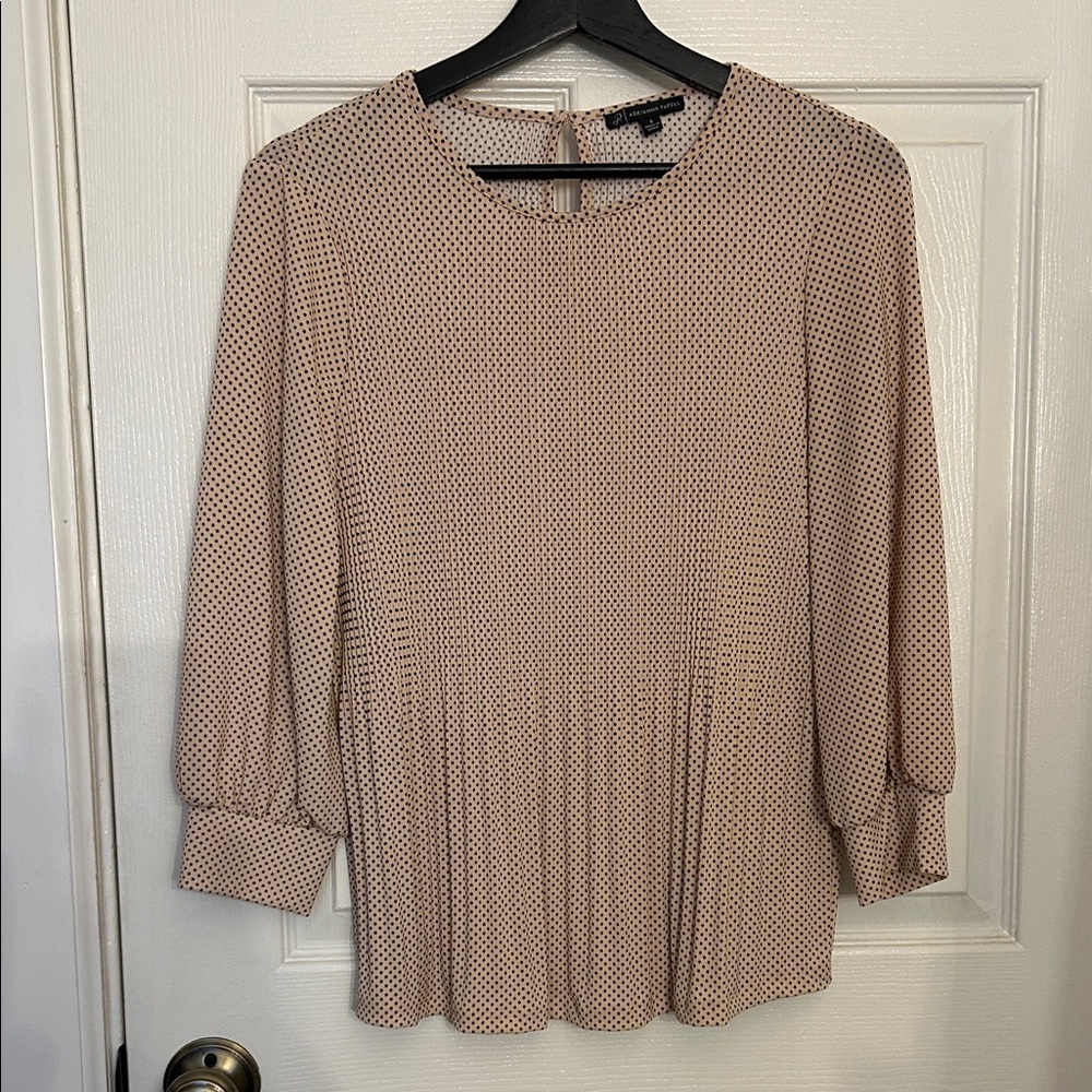 Adrianna Papell Cream and Black Polka Dot Blouse